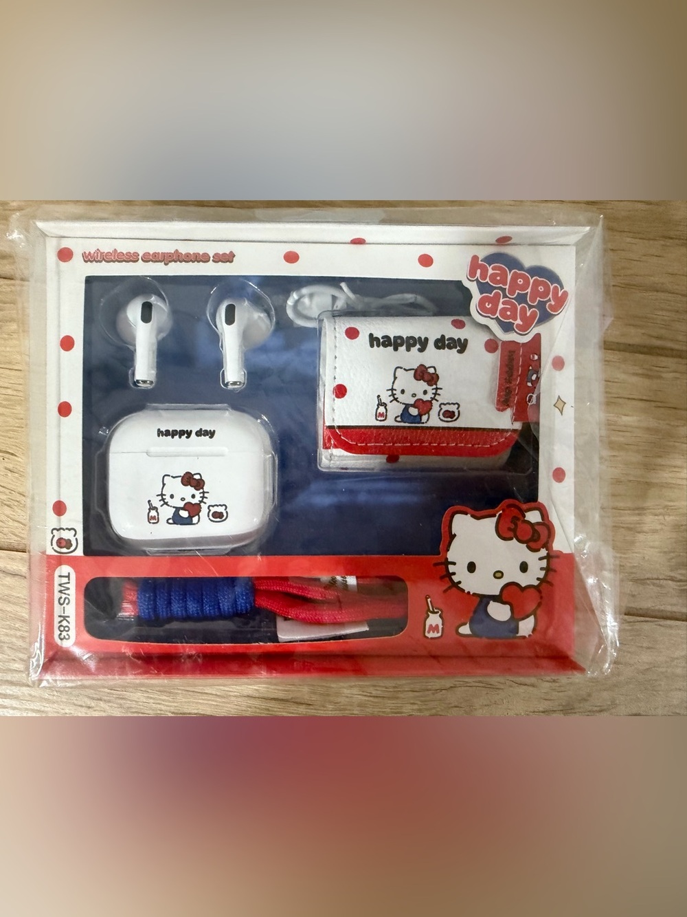 Hello Kitty Happy Day White & Red Wireless Earbuds with Case